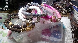 Glass Bead Sets ( brown w/yellow, white and gray w/silver, shades of pink)2 for $5 or 3 for $10